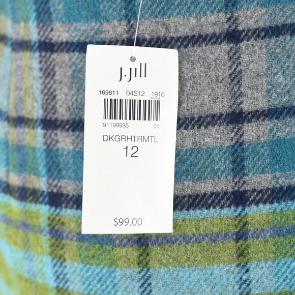J. Jill Plaid Wrap Blanket Skirt with Fringe, NWT Women's Size 12 - Picture 9 of 10